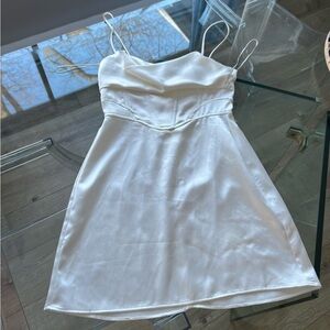 Zara Ivory Satin Spaghetti Strap Dress